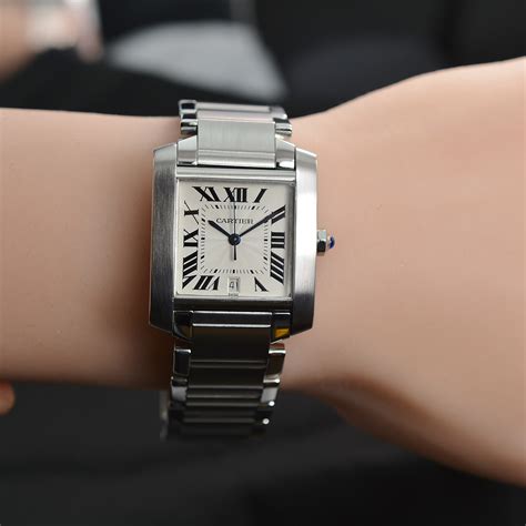 cartier steel tank|cartier tank watch with date.